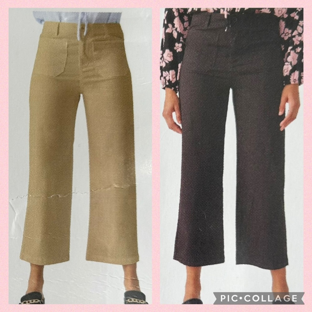 Stylish Tan and Black Cropped Pants